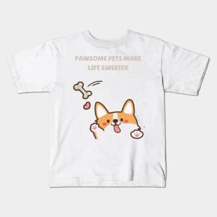 Pawsome Pets Make Life Sweeter Kids T-Shirt